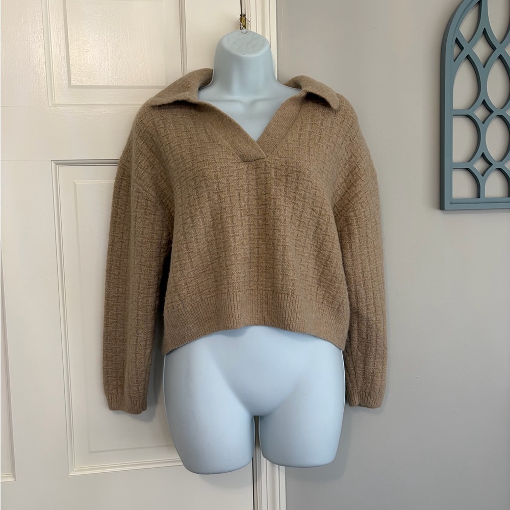 Zara Tan V-Neck Women's Sweater